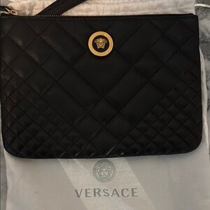 Versace Black Quilted Pouch/Clutch